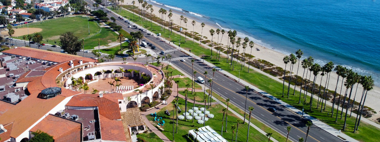 A view of the beach from above.