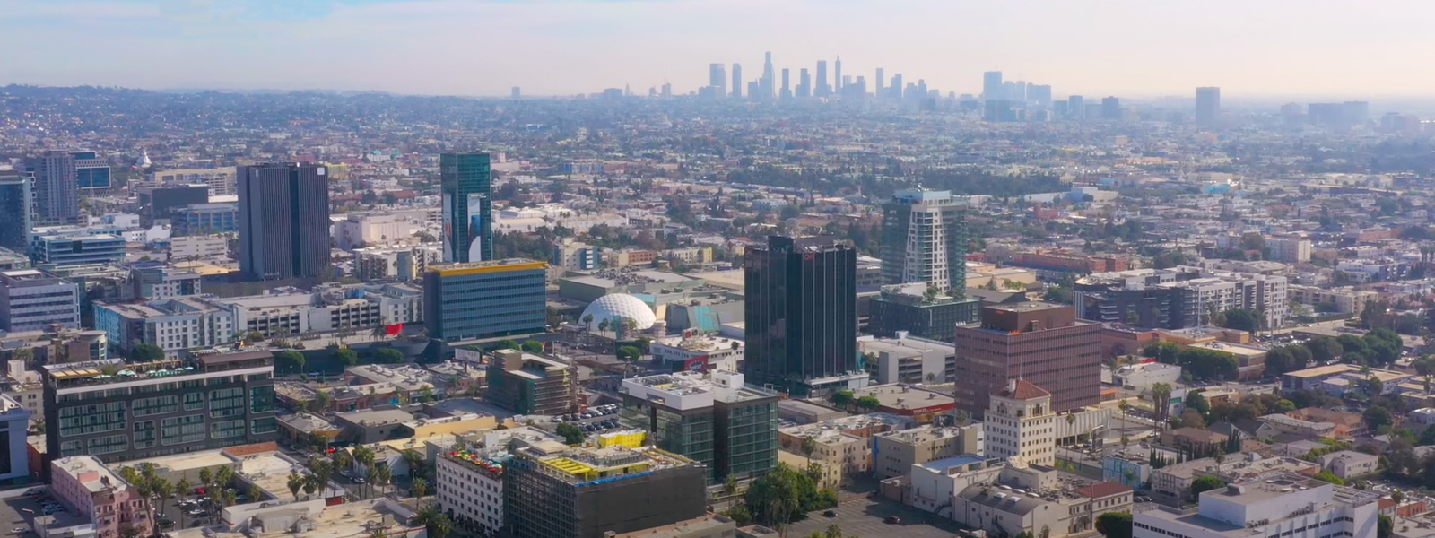 A view of the city from above.